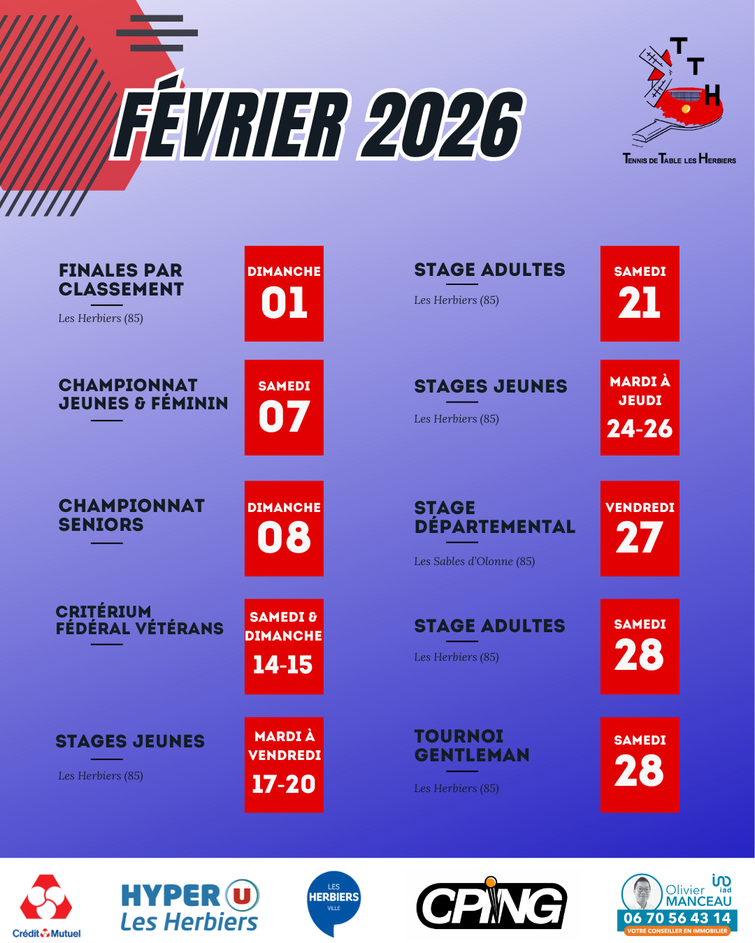 ADENDA DU MOIS : février